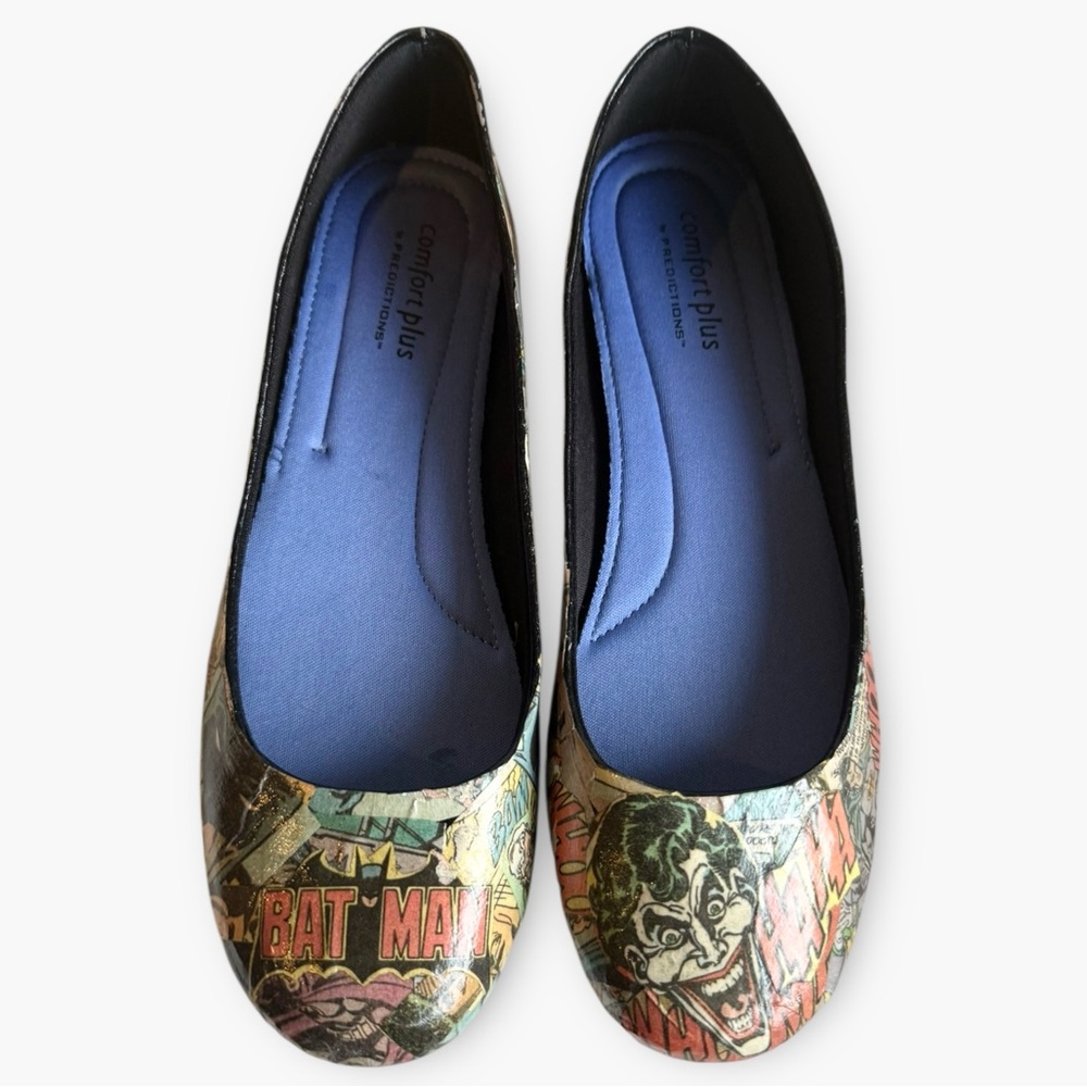 Batman Flats Decoupaged Handmade Women's Shoes with Batman Comic Strip Sz 7
